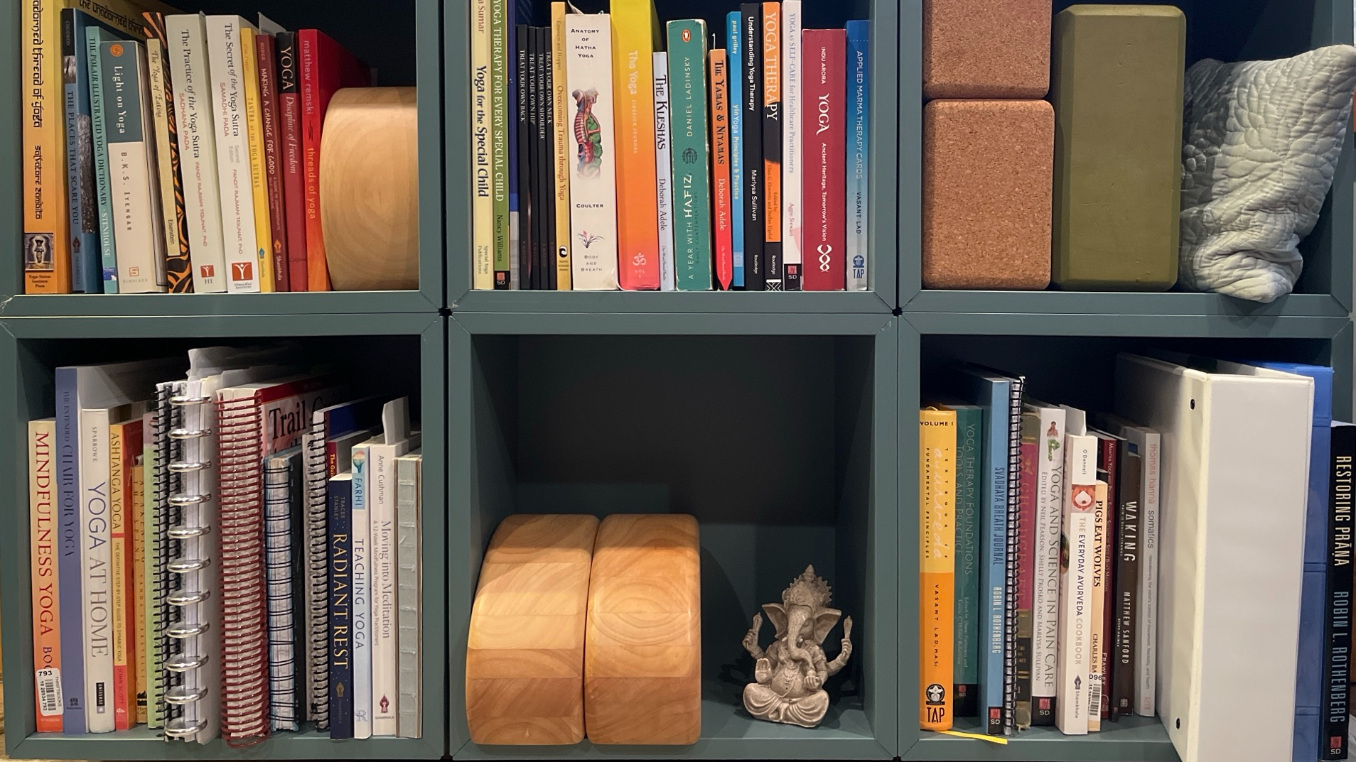 Bookshelf for yoga practice space